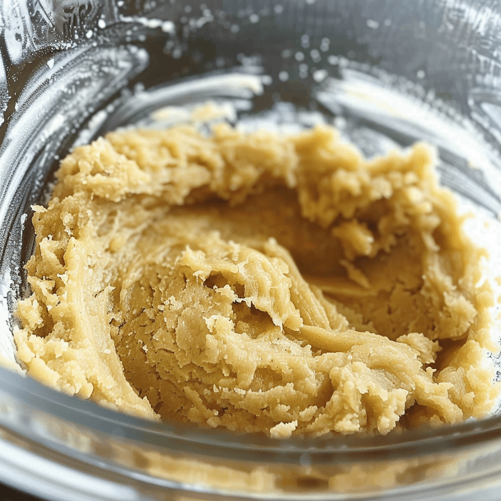 Cadbury Mini Egg Blondie Recipe 13 Creamy blondie batter in a glass mixing bowl, ready for baking