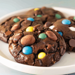 easter chocolate egg cookies fresh baked with mini eggs