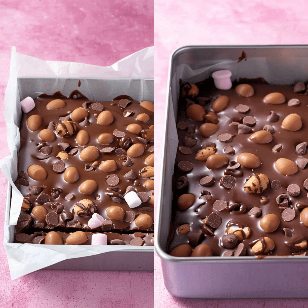 Easter Egg Rocky Road 11 easter egg rocky road tray filled before chilling