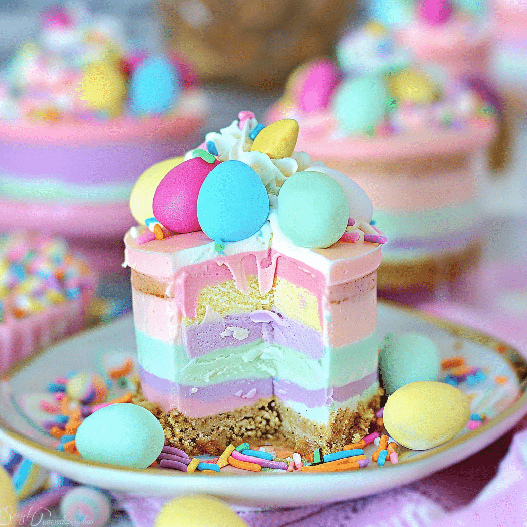 Easter No Bake Mini Cheesecakes 15 easter no bake mini cheesecakes assorted designs on serving plate