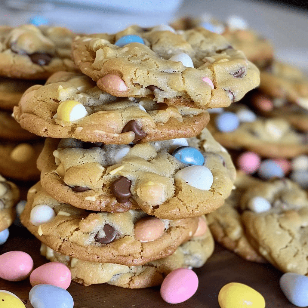 Ultimate Mini Cadbury Eggs Cookies for Your Easter Spread 15 mini Cadbury eggs cookies served on a white plate with crushed candy tops