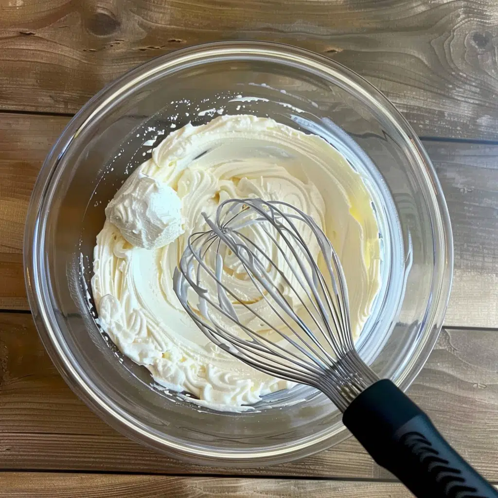 mini eggs cheesecake dip preparation mixing cream cheese with crushed mini eggs and Cool Whip