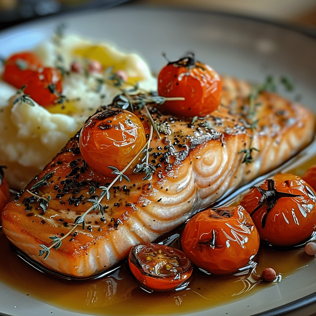 Recipe salmon belly served with fresh sides