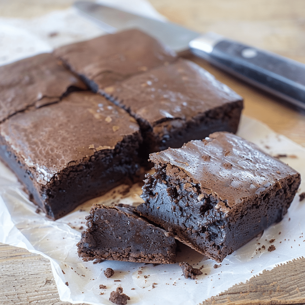 Cottage Cheese Brownies You Need Right Now 16 Baked cottage cheese brownies sliced on parchment