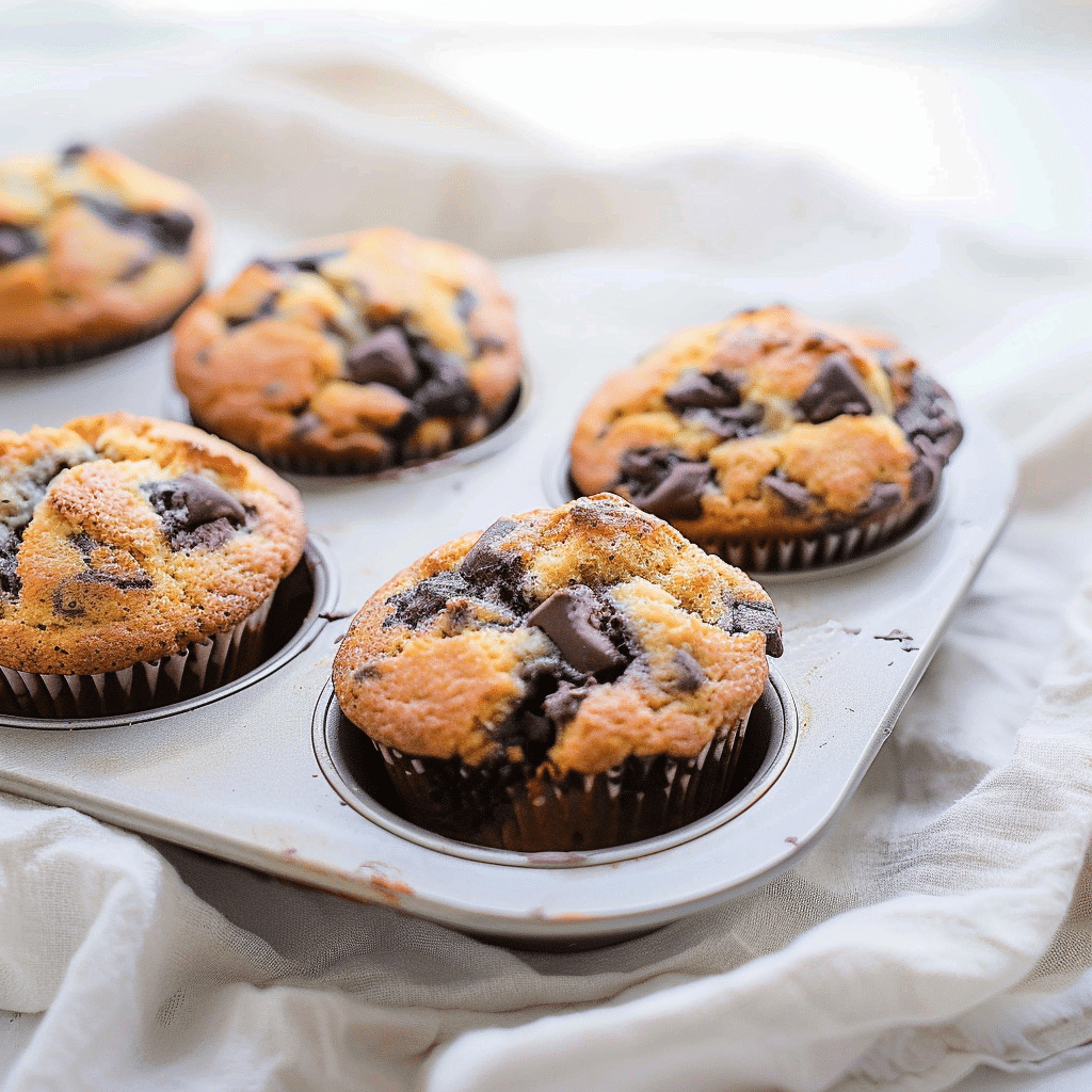 Chocolate Chunk Muffins Recipe on a soft linen towel