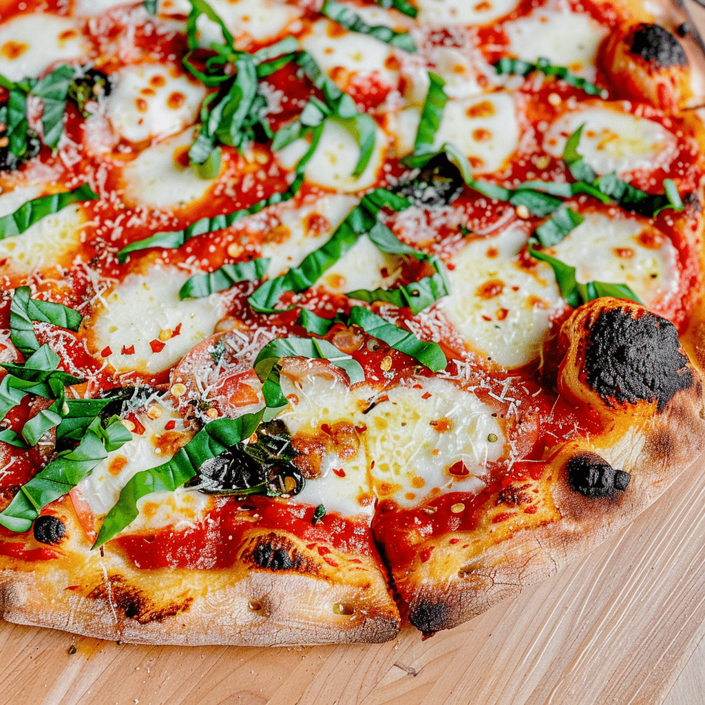 Pizza Margherita Dough Recipe You’ll Love 18 Garnished Margherita pizza topped with parmesan and basil