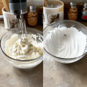 Fresh whipped cream beaten to stiff peaks