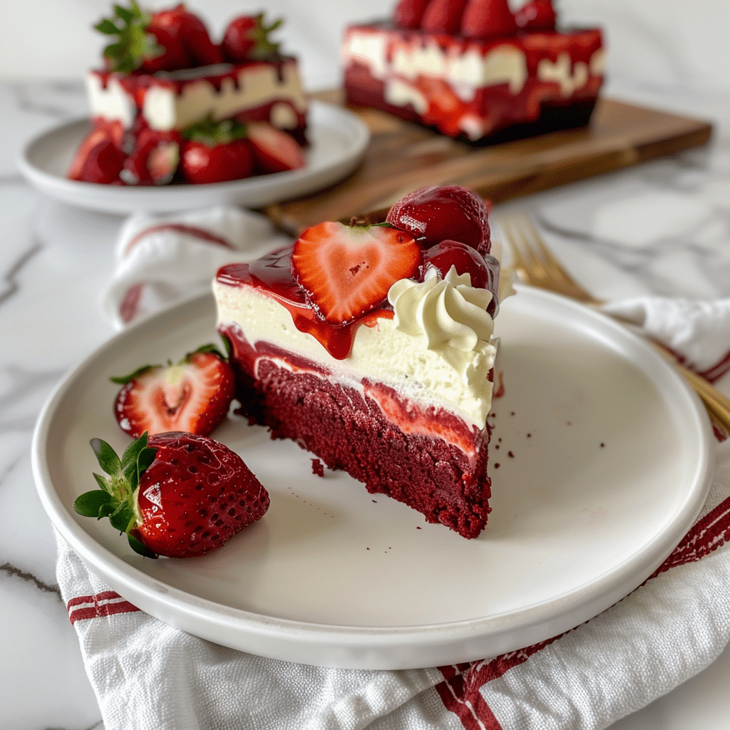 Strawberry Delight Red Velvet Cheesecake Recipe 6 Strawberry Delight Red Velvet Cheesecake Recipe โ Creamy & Decadent