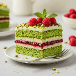 Delicious Pistachio Raspberry Cake