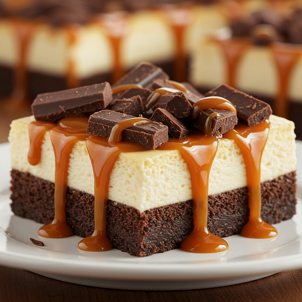 Easy Caramel Brownie Cheesecake