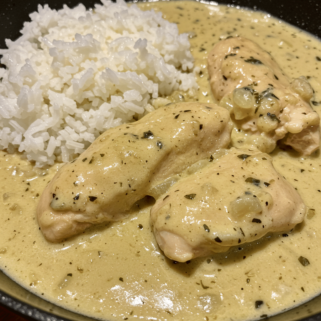 Creamy smothed chicken and rice