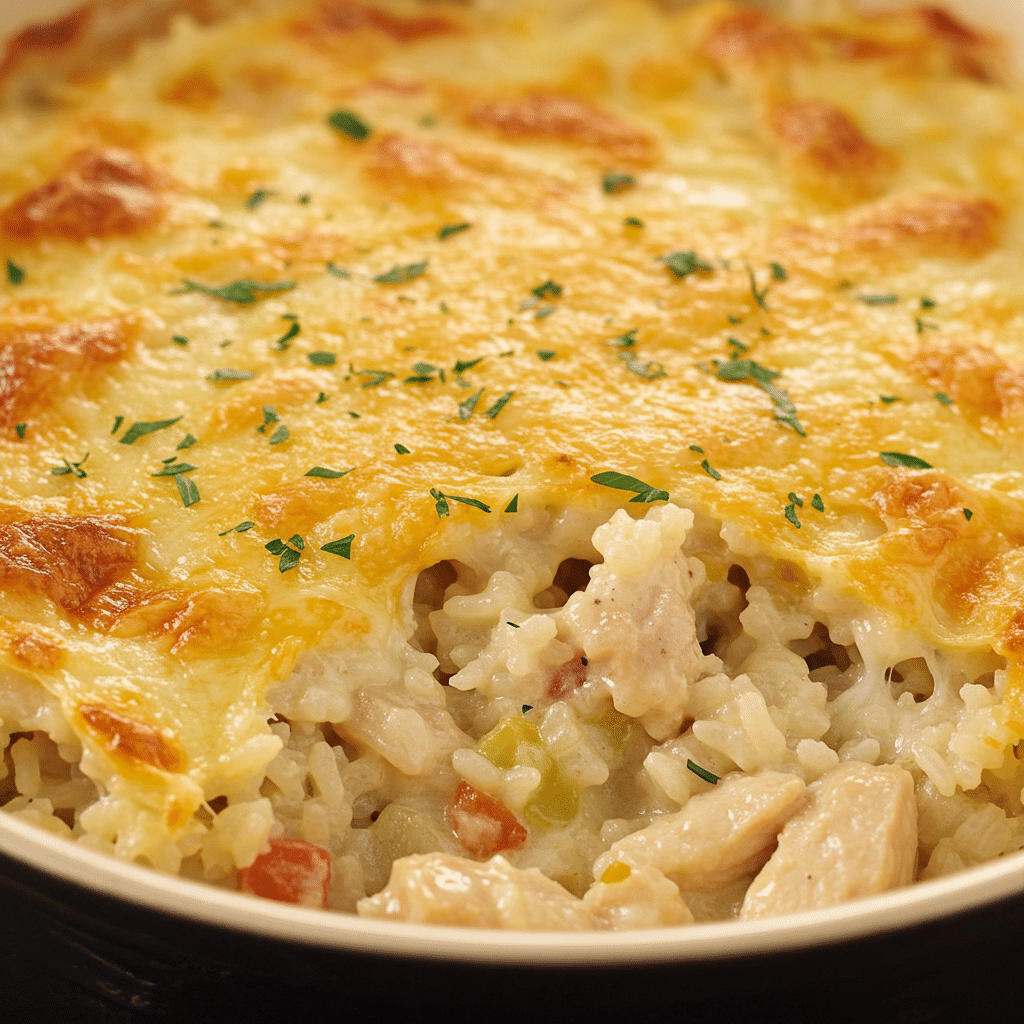 Creamy Smothered Chicken and Rice Casserole