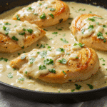 Easy Mozzarella Chicken Recipe in Rich Basil Cream Sauce