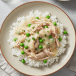 Homestyle Creamed Chicken on Rice
