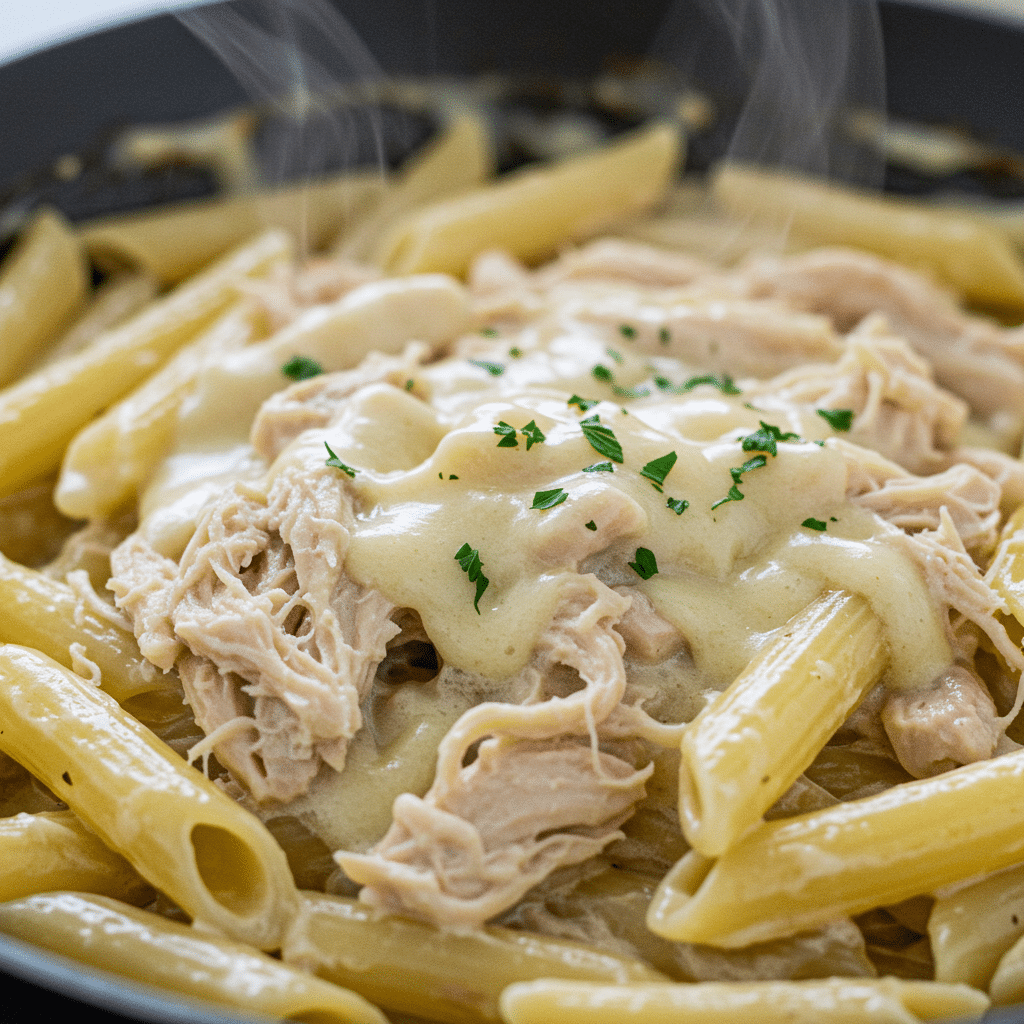 Slow Cooker Garlic Parmesan Chicken Pasta